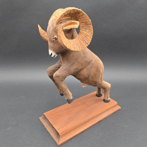 Carved wooden bighorn - carved,